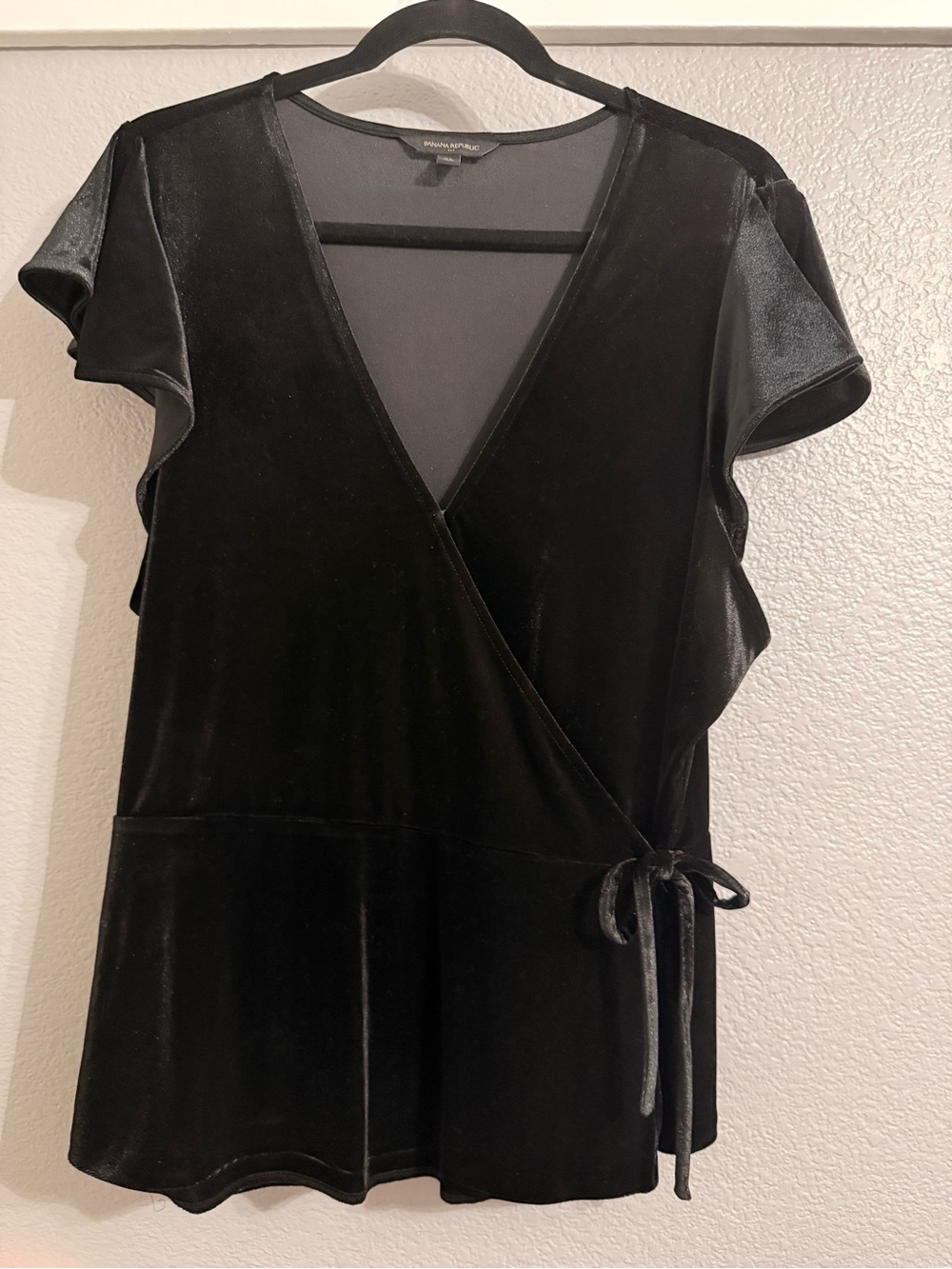 Banana Republic Black Velvet Wrap Top